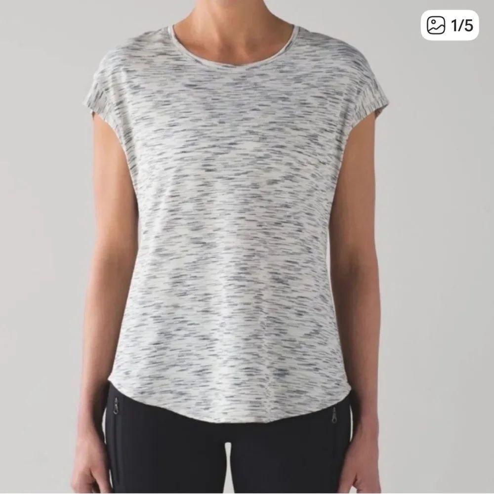 Lululemon Lost In Pace Tee Tiger Space Dye White Black Womens 6